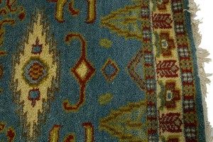 Blue Geometric 3X9 Kazak Oriental Runner Rug