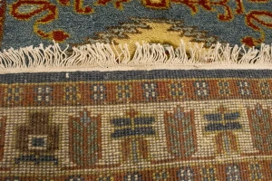 Blue-gray Geometric 3X10 Kazak Oriental Runner Rug