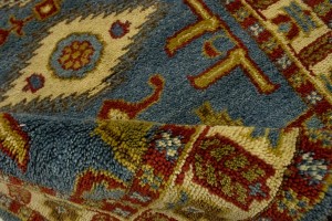 Blue Geometric 3X10 Kazak Oriental Runner Rug