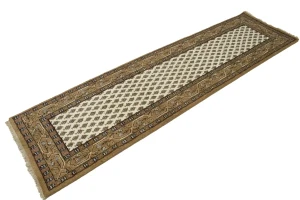 Cream Floral 2'5X9 Indo Botemir Oriental Runner Rug