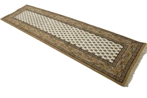 Cream Floral 2'5X9 Indo Botemir Oriental Runner Rug