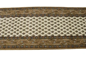Cream Floral 2'5X9 Indo Botemir Oriental Runner Rug