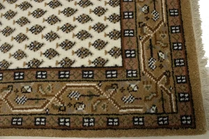 Cream Floral 2'5X9 Indo Botemir Oriental Runner Rug