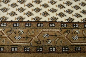Cream Floral 2'5X9 Indo Botemir Oriental Runner Rug