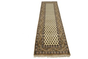 Cream Floral 2'5X8'9 Indo Botemir Oriental Runner Rug