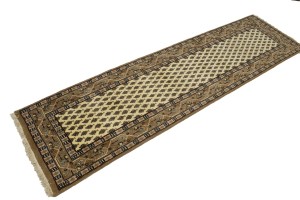 Cream Floral 2'5X8'9 Indo Botemir Oriental Runner Rug