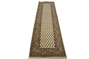 Cream Floral 2'4X9 Indo Botemir Oriental Runner Rug