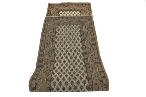 Cream Floral 2'4X9 Indo Botemir Oriental Runner Rug