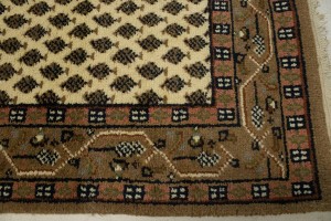 Cream Floral 2'4X9 Indo Botemir Oriental Runner Rug