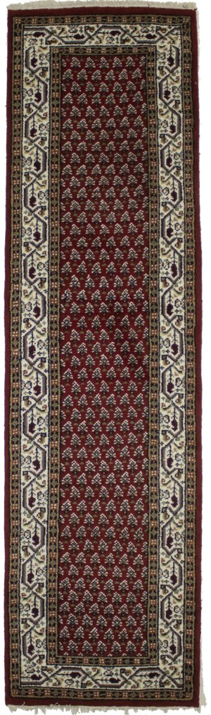 Red Floral 2'6X9 Indo Botemir Oriental Runner Rug