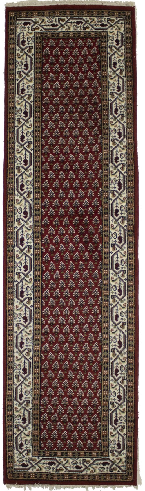 Red Floral 2'6X9 Indo Botemir Oriental Runner Rug