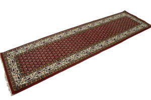 Red Floral 2'6X9 Indo Botemir Oriental Runner Rug