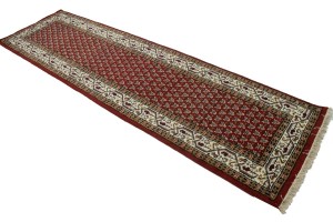 Red Floral 2'6X9 Indo Botemir Oriental Runner Rug