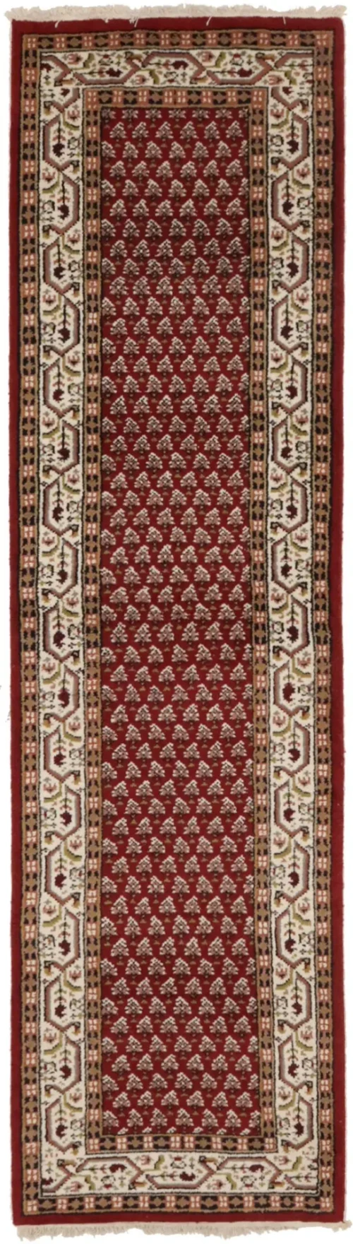 Red Floral 2'5X9 Indo Botemir Oriental Runner Rug