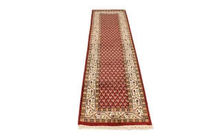 Red Floral 2'5X9 Indo Botemir Oriental Runner Rug