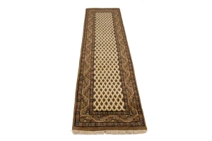 Cream Floral 2'4X9 Indo Botemir Oriental Runner Rug