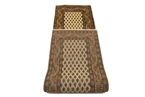 Cream Floral 2'4X9 Indo Botemir Oriental Runner Rug