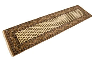 Cream Floral 2'4X9 Indo Botemir Oriental Runner Rug