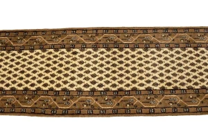 Cream Floral 2'4X9 Indo Botemir Oriental Runner Rug