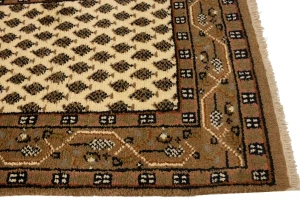 Cream Floral 2'4X9 Indo Botemir Oriental Runner Rug