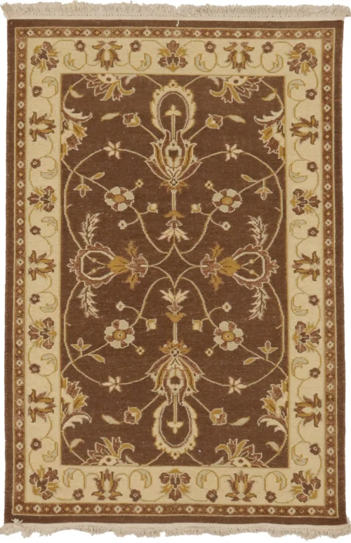 Brown Floral 4X6 Sumak Oriental Rug