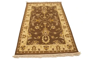 Brown Floral 4X6 Sumak Oriental Rug