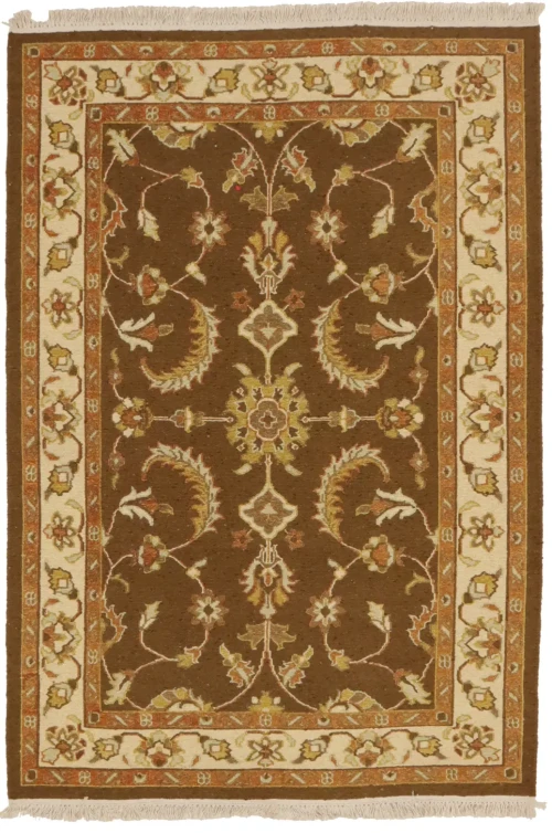 Dark Brown Floral 4X6 Sumak Oriental Rug