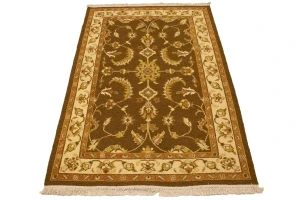 Dark Brown Floral 4X6 Sumak Oriental Rug