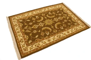 Dark Brown Floral 4X6 Sumak Oriental Rug
