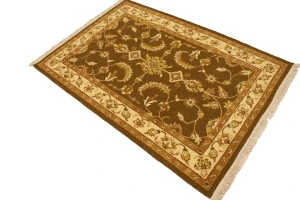 Dark Brown Floral 4X6 Sumak Oriental Rug