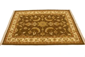 Dark Brown Floral 4X6 Sumak Oriental Rug