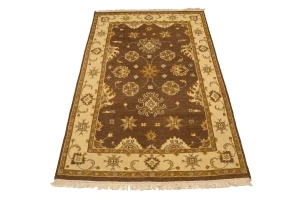 Dark Brown Floral 4X6 Sumak Oriental Rug