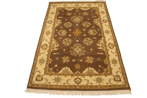 Dark Brown Floral 4X6 Sumak Oriental Rug