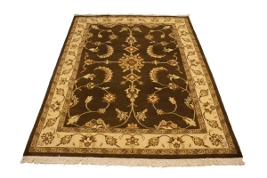 Dark Brown Floral 5X7 Sumak Oriental Rug