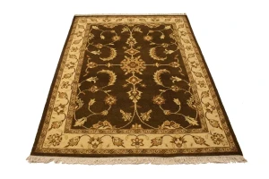 Dark Brown Floral 5X7 Sumak Oriental Rug