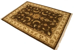 Dark Brown Floral 5X7 Sumak Oriental Rug