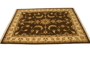 Dark Brown Floral 5X7 Sumak Oriental Rug