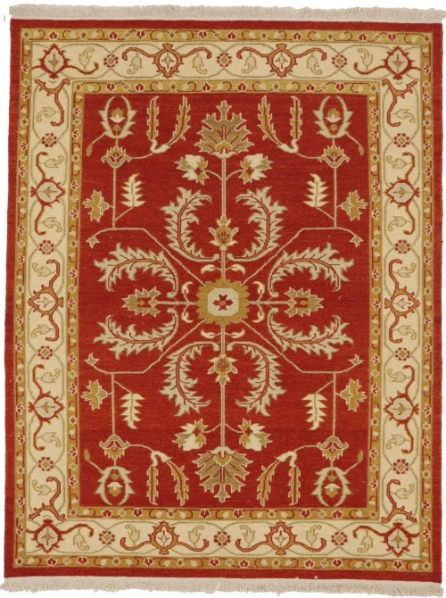 Orange-red Floral 5X6'5 Sumak Oriental Rug