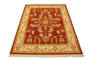 Orange-red Floral 5X6'5 Sumak Oriental Rug