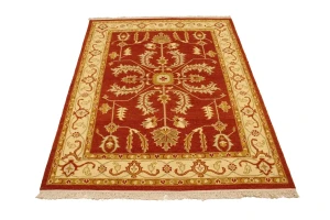 Orange-red Floral 5X6'5 Sumak Oriental Rug