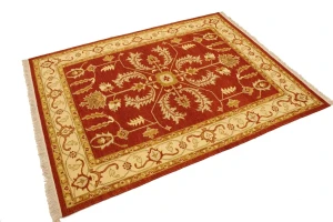 Orange-red Floral 5X6'5 Sumak Oriental Rug