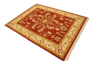Orange-red Floral 5X6'5 Sumak Oriental Rug