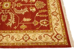 Orange-red Floral 5X6'5 Sumak Oriental Rug