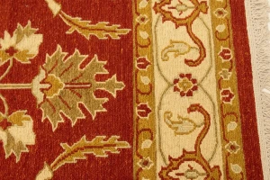 Orange-red Floral 5X6'5 Sumak Oriental Rug