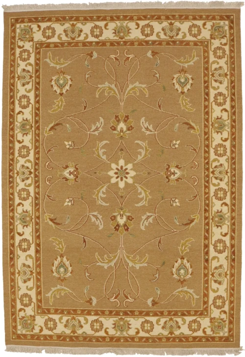 Khaki Floral 6X8 Sumak Oriental Rug