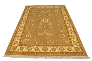 Khaki Floral 6X8 Sumak Oriental Rug