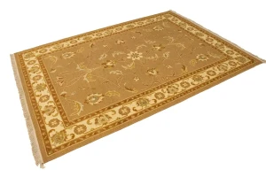 Khaki Floral 6X8 Sumak Oriental Rug