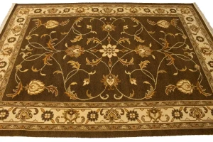 Brown Floral 6X8 Sumak Oriental Rug