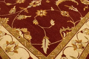 Wine Red Floral 6'7X9'6 Sumak Oriental Rug