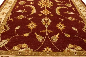 Wine Red Floral 6'7X9'6 Sumak Oriental Rug